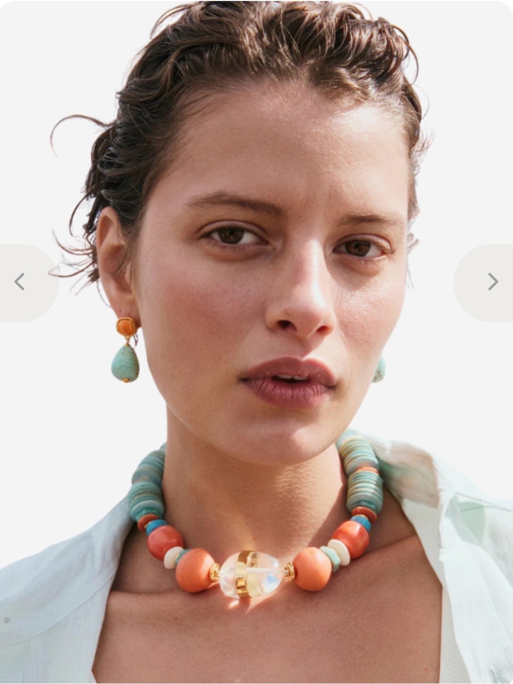 NWT Lizzie Fortunato Turquoise & Coral Drop Earrings